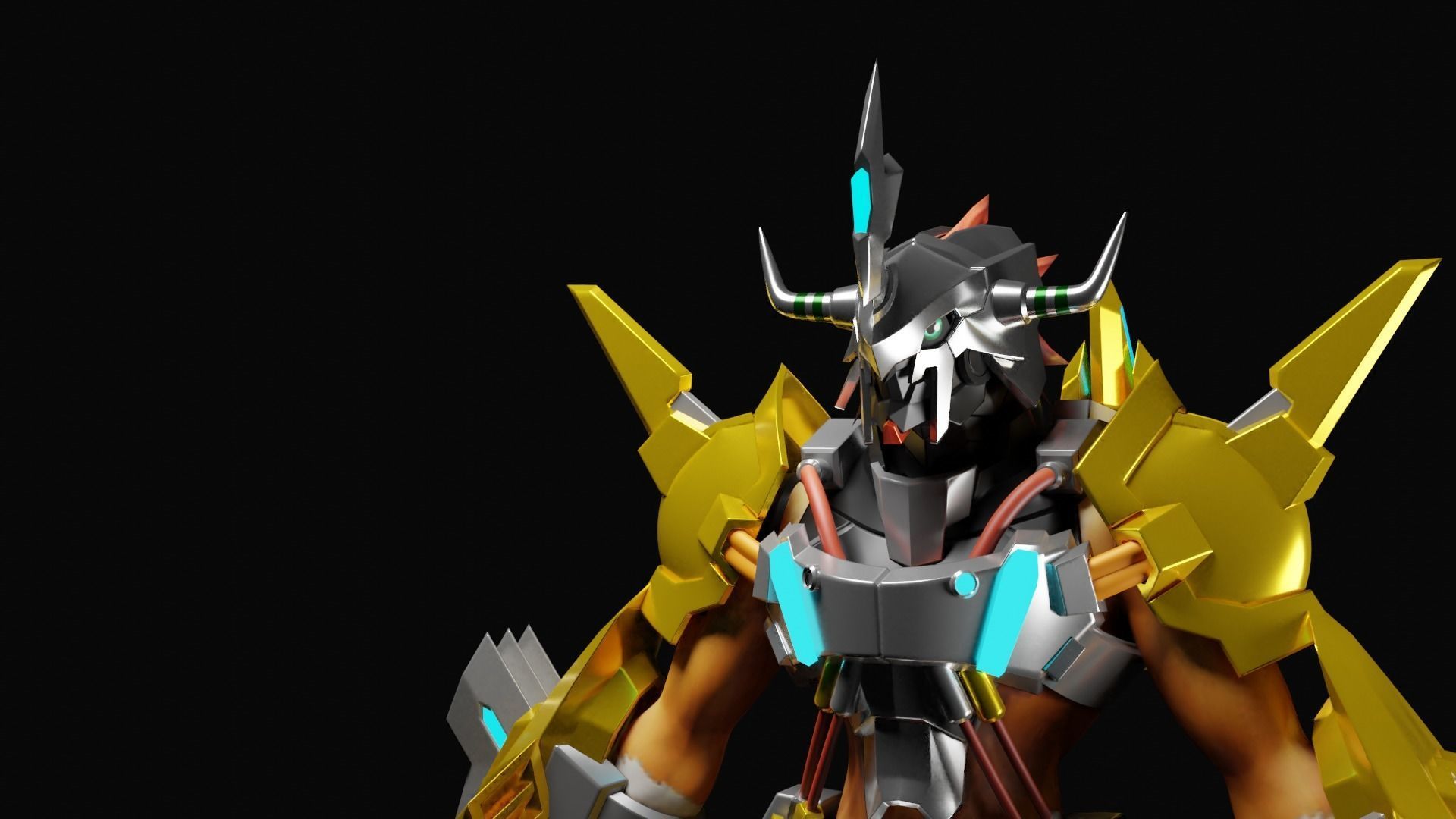 WargreymonX armor 3D print model_7