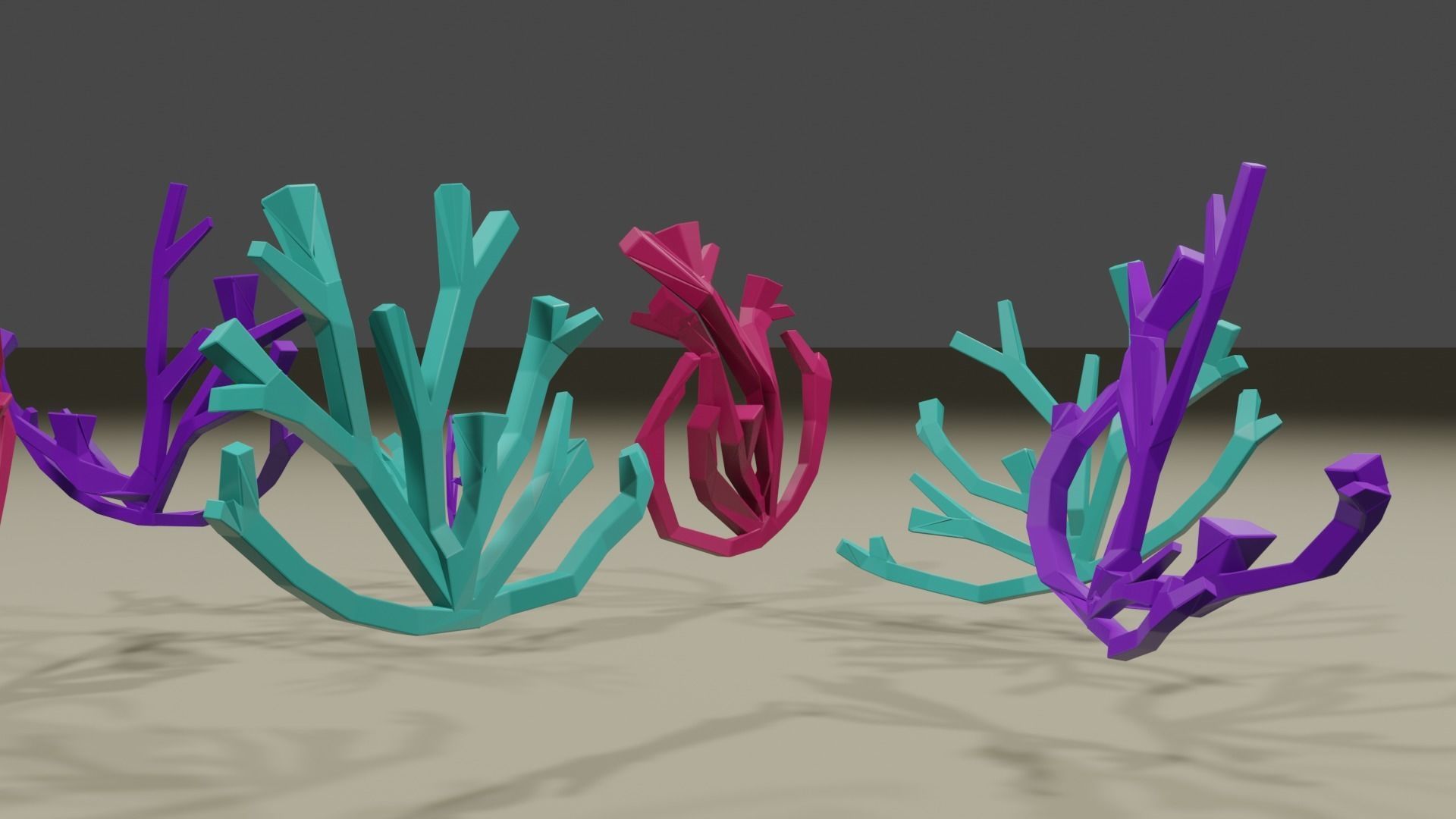 Low Poly Coral 3D Model Game Ready for Ocean Undewater Scenes Low-poly 3D model_4
