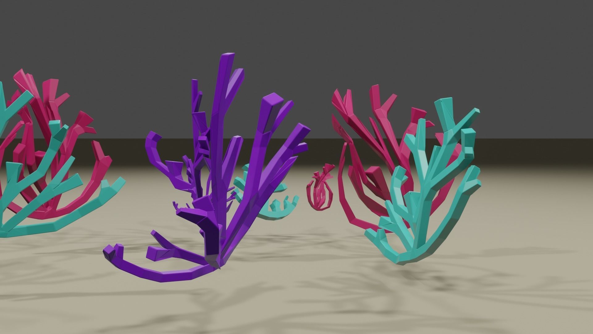Low Poly Coral 3D Model Game Ready for Ocean Undewater Scenes Low-poly 3D model_5