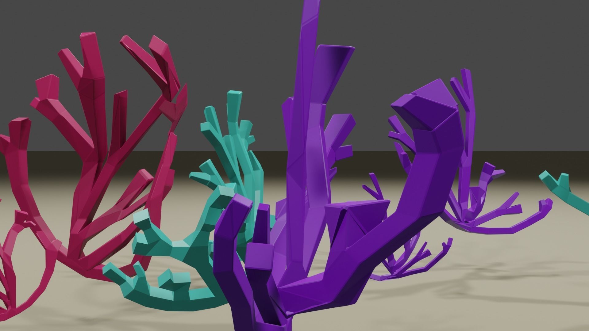 Low Poly Coral 3D Model Game Ready for Ocean Undewater Scenes Low-poly 3D model_7