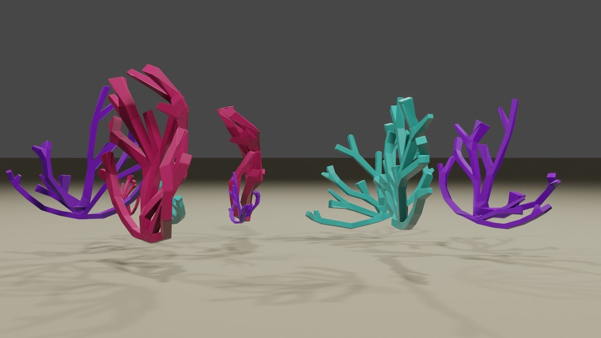 Low Poly Coral 3D Model Game Ready for Ocean Undewater Scenes Low-poly 3D model_3