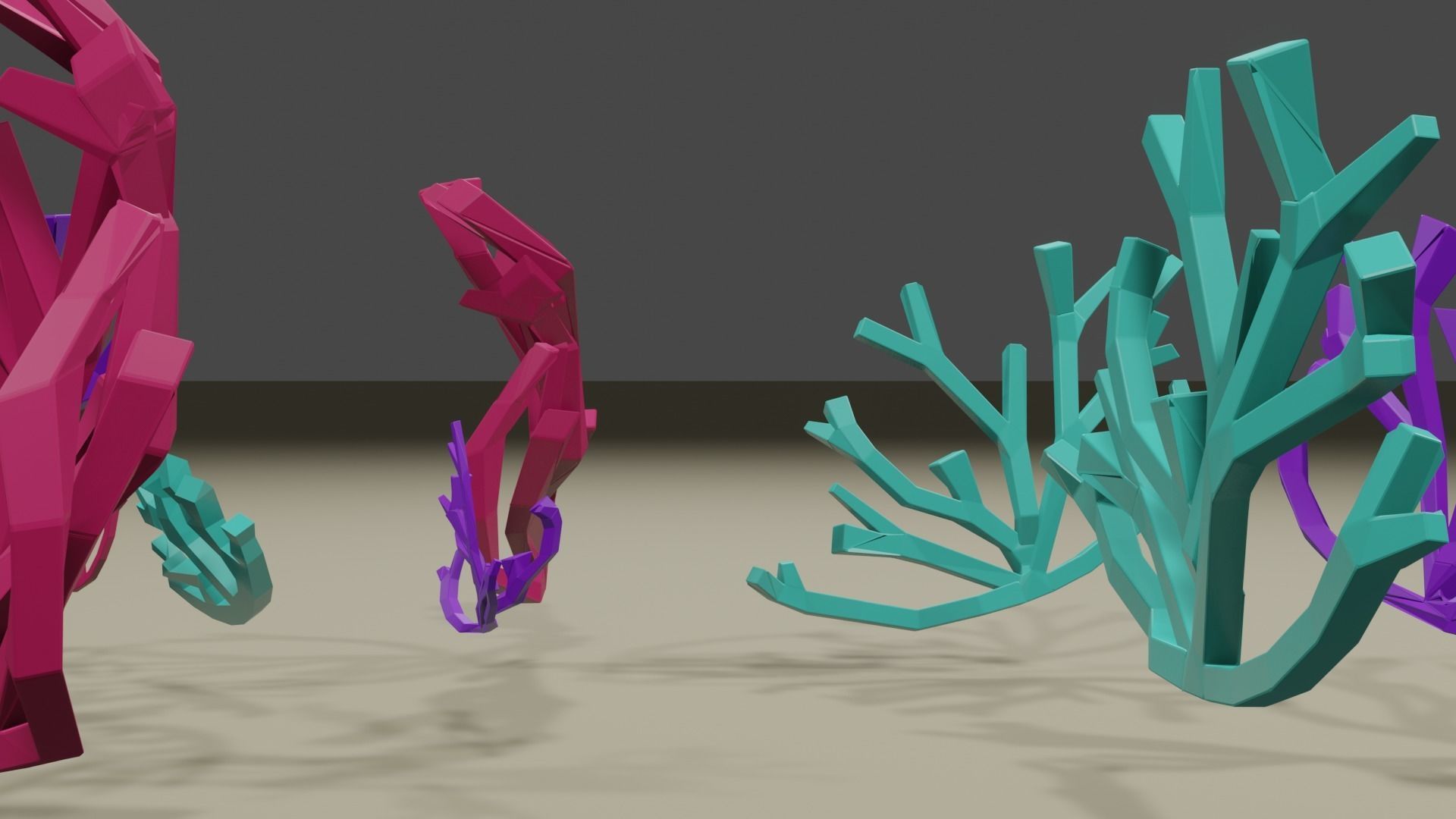 Low Poly Coral 3D Model Game Ready for Ocean Undewater Scenes Low-poly 3D model_2