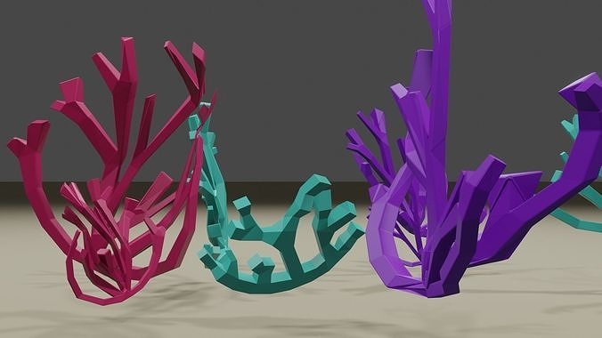 Low Poly Coral 3D Model Game Ready for Ocean Undewater Scenes Low-poly 3D model