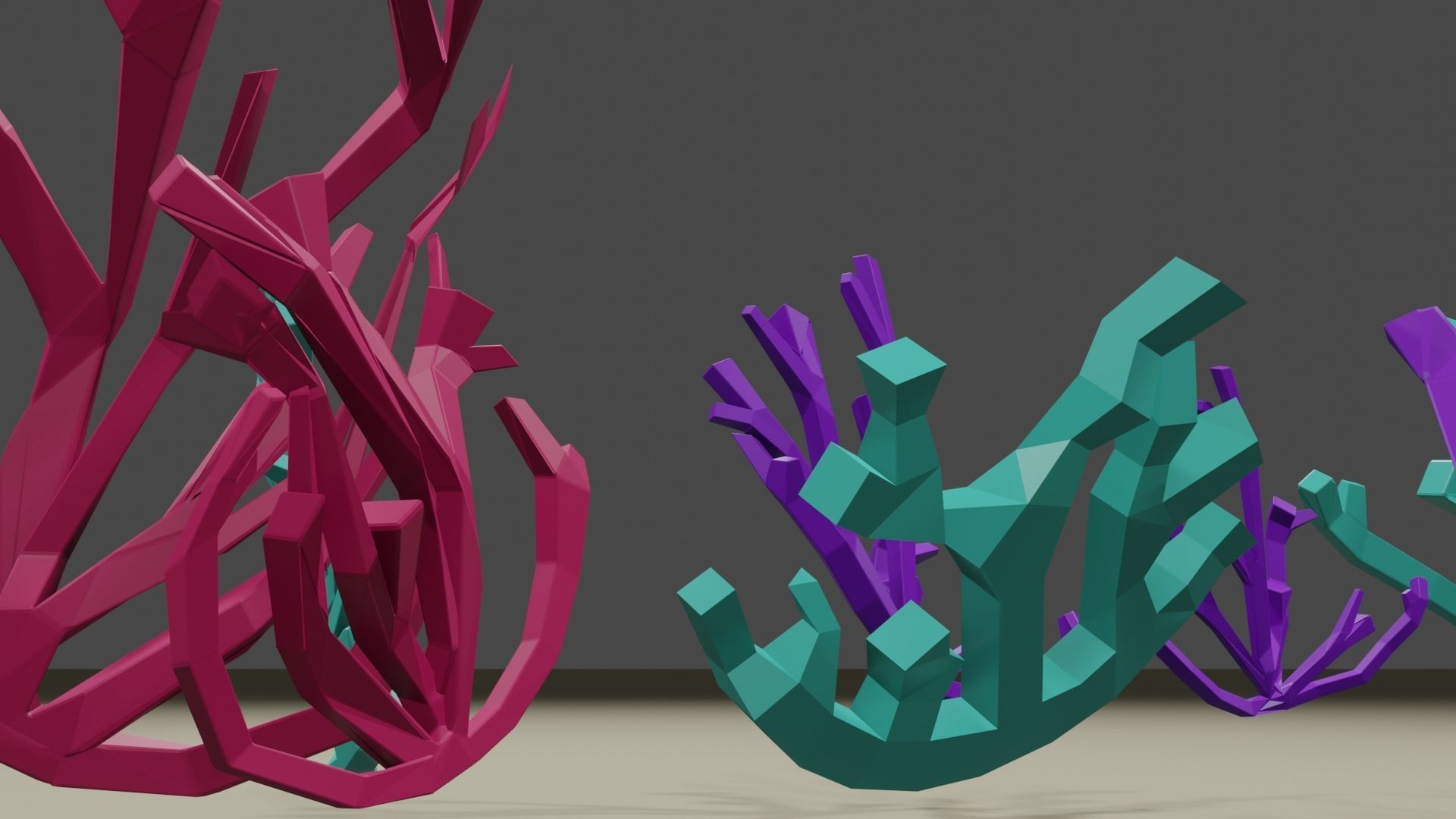 Low Poly Coral 3D Model Game Ready for Ocean Undewater Scenes Low-poly 3D model_8