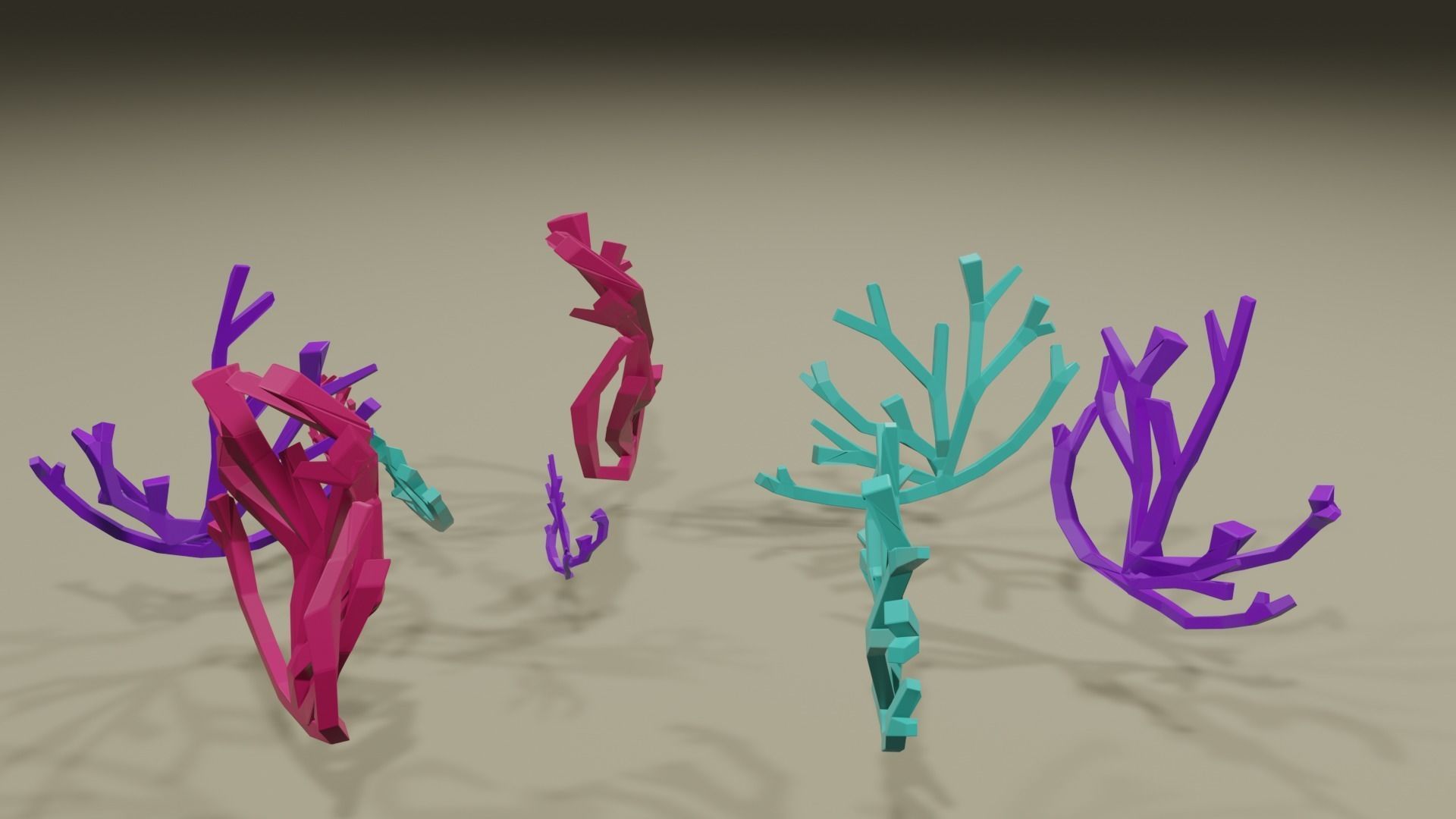 Low Poly Coral 3D Model Game Ready for Ocean Undewater Scenes Low-poly 3D model_6