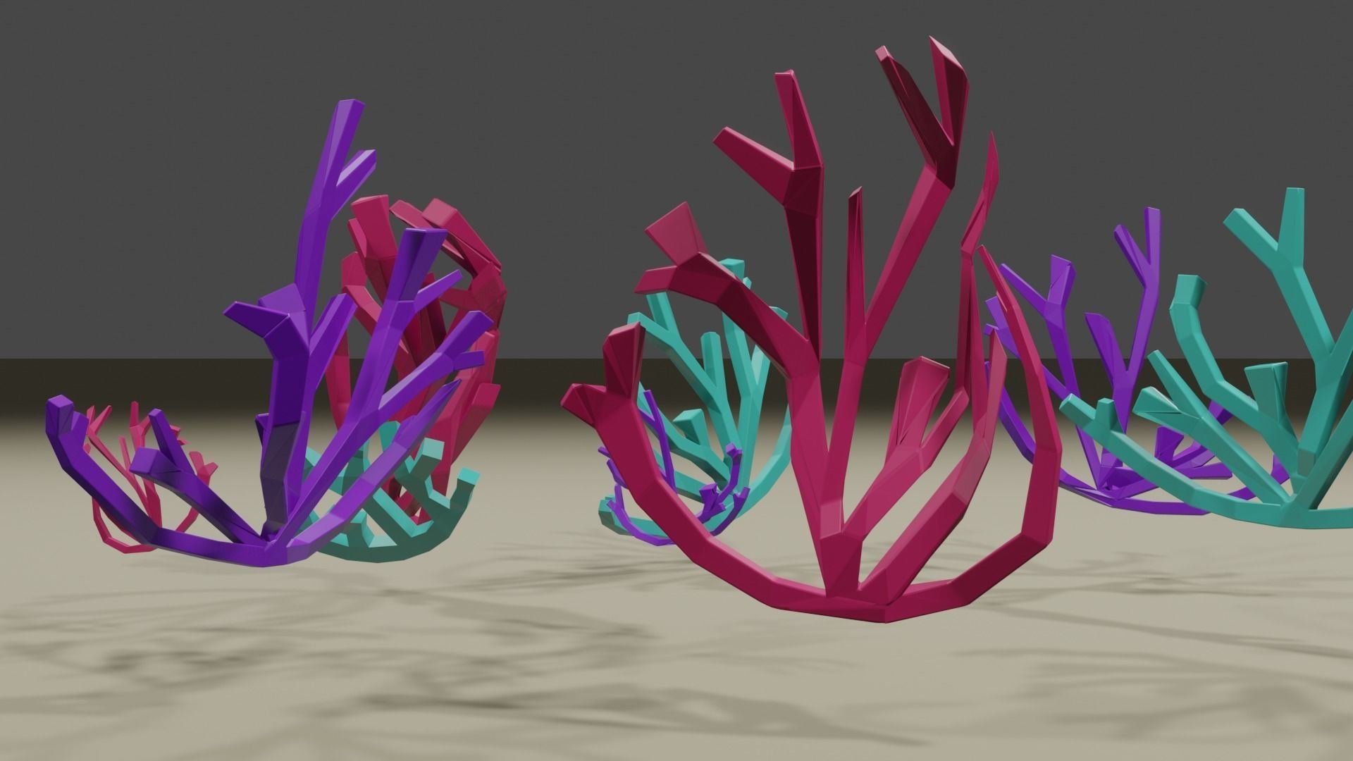 Low Poly Coral 3D Model Game Ready for Ocean Undewater Scenes Low-poly 3D model_1