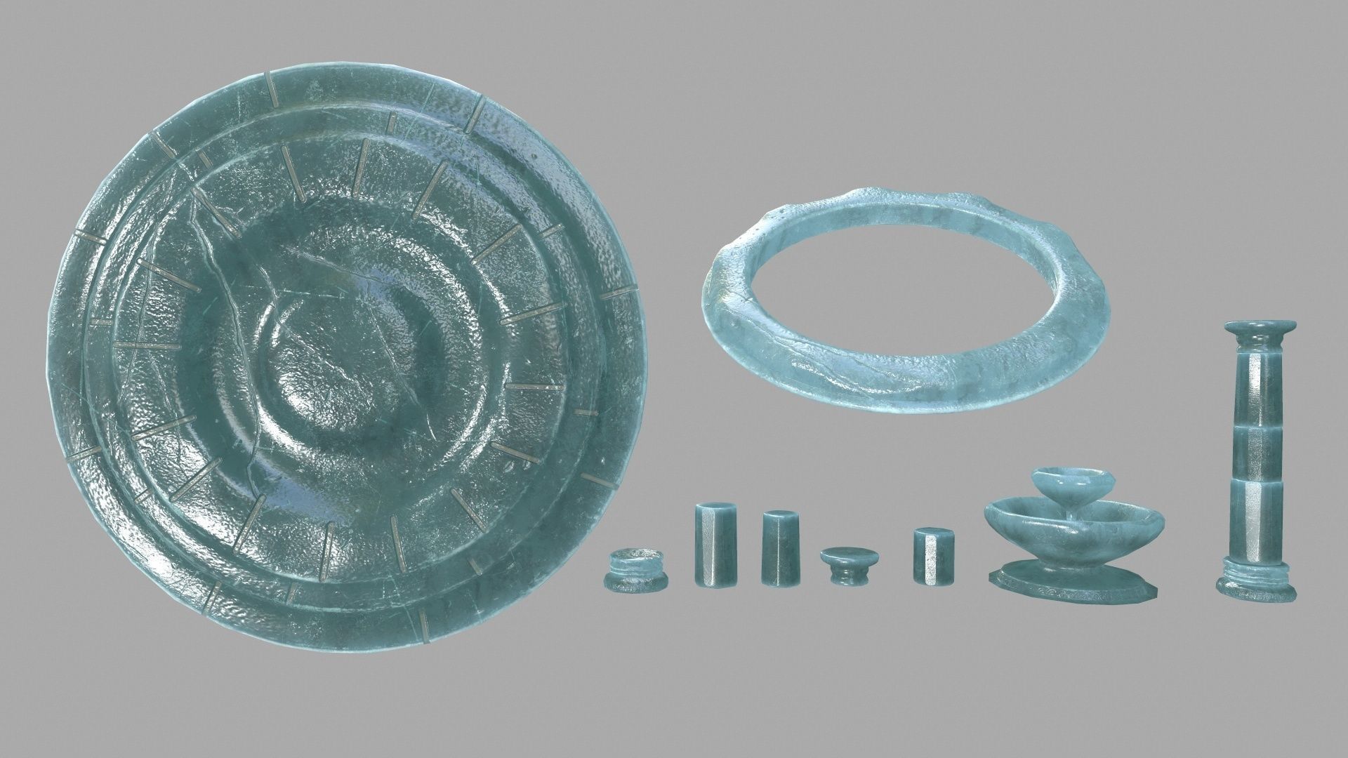 Altar Set fountain Low-poly 3D model_6