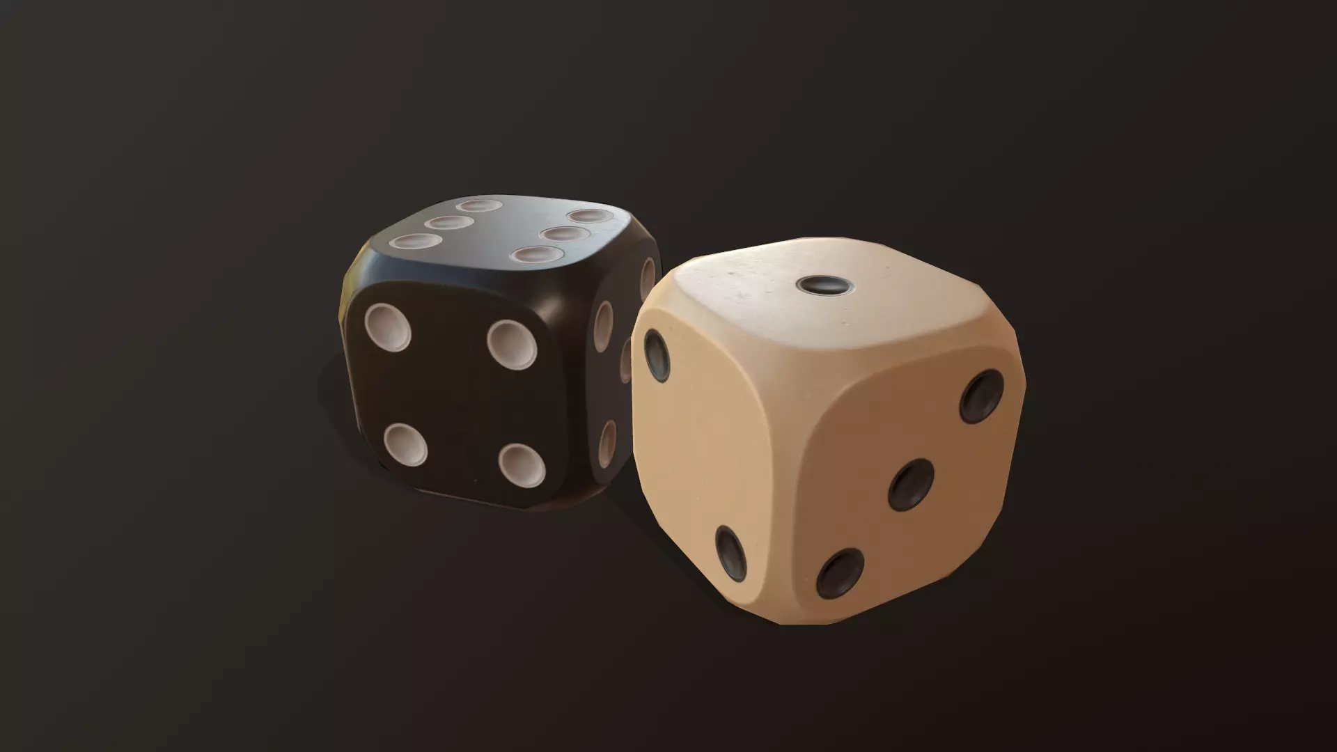Black and White Dice Low-poly 3D model_0