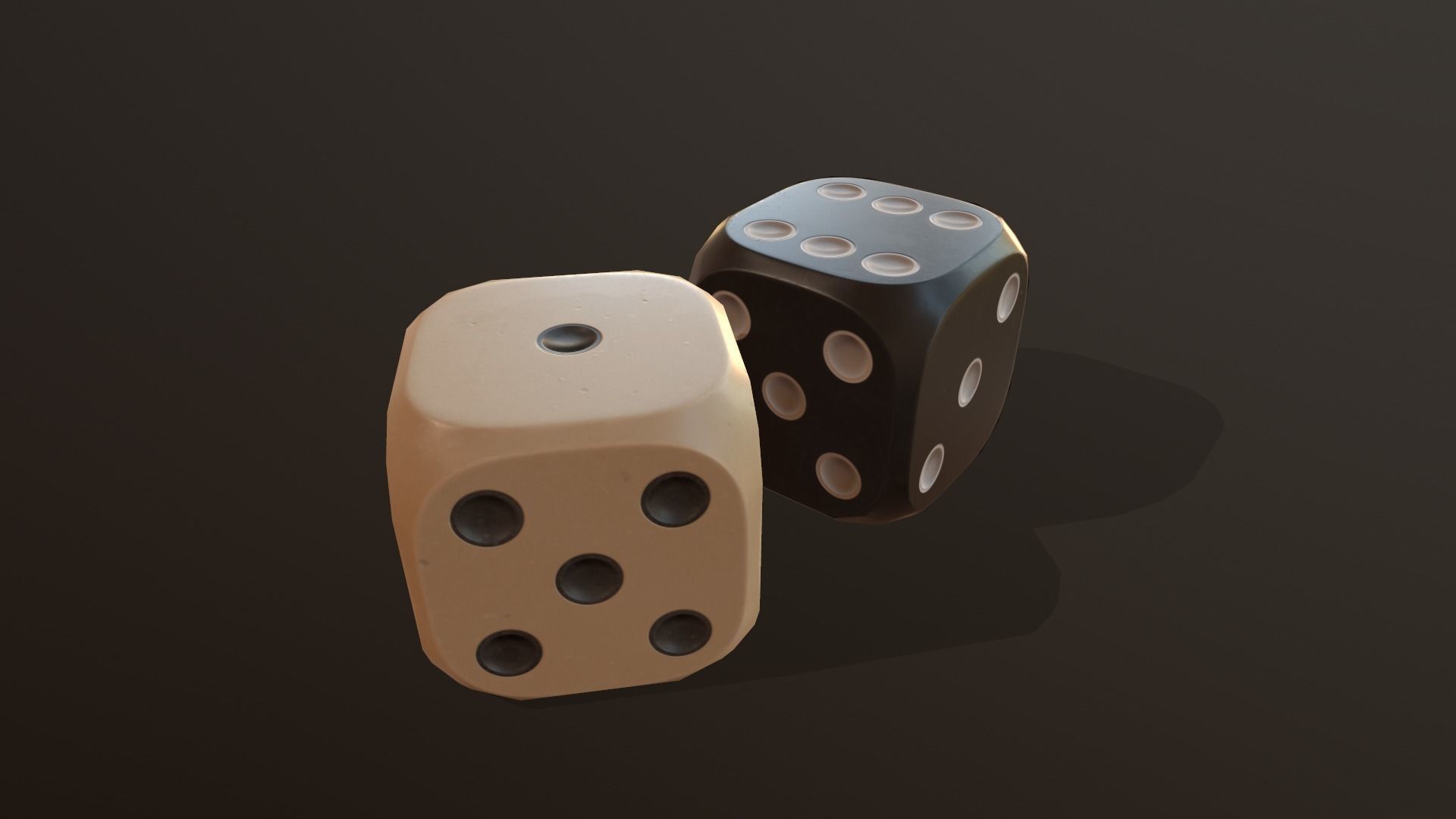 Black and White Dice Low-poly 3D model_5