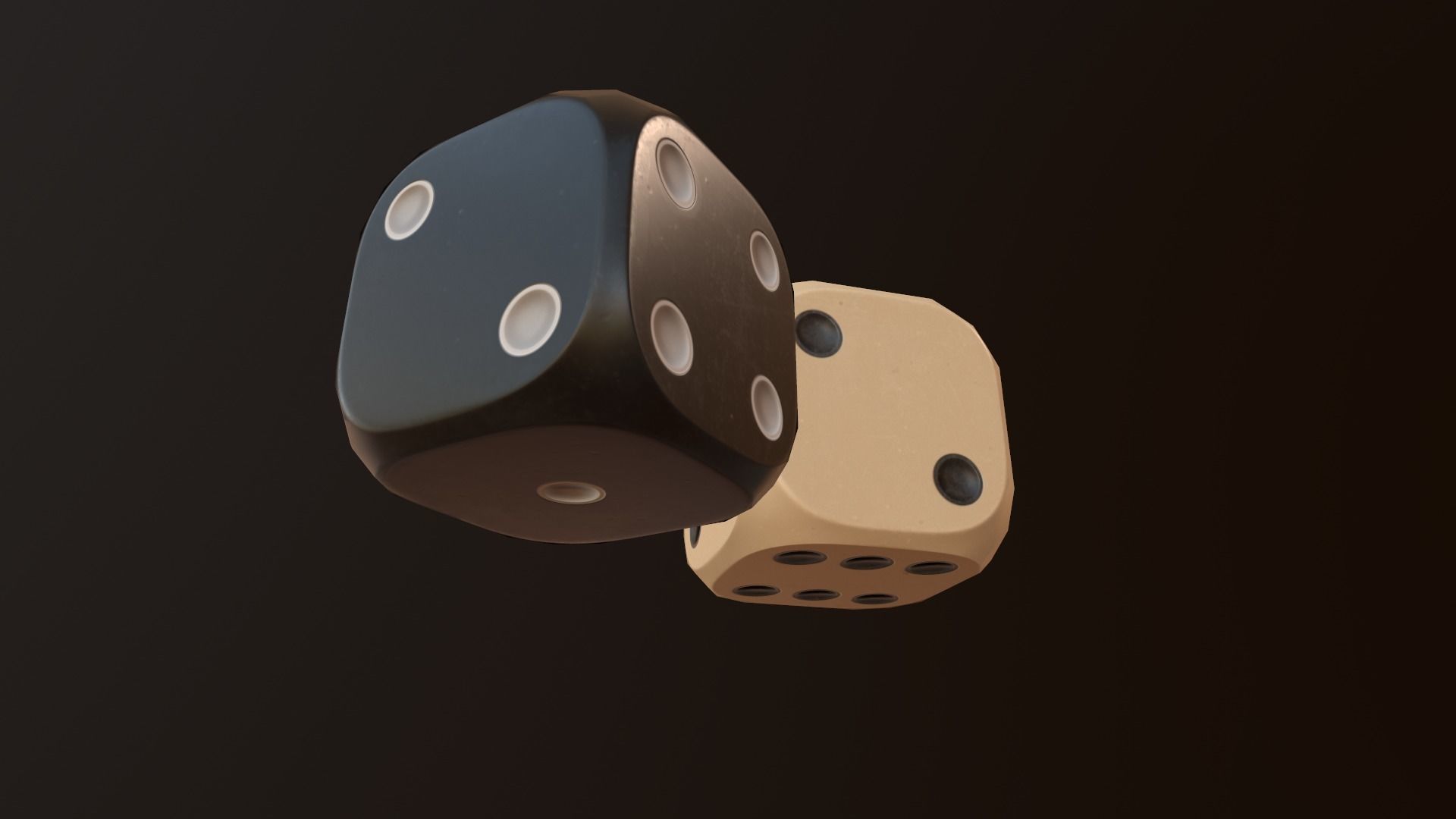 Black and White Dice Low-poly 3D model_4