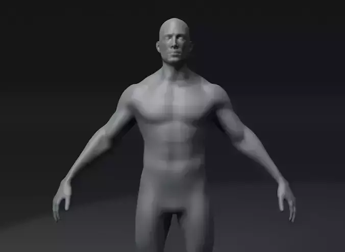 Male Body Base Mesh 3D Model 20k Polygons Low-poly 3D model