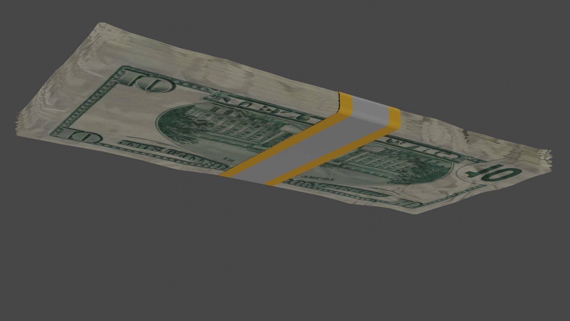 10 dollar bill stack Free low-poly 3D model_1