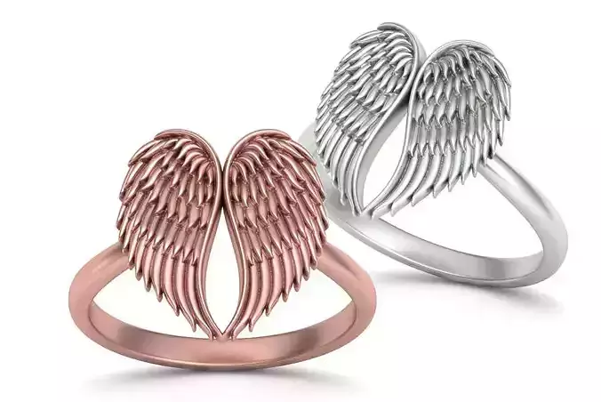 Angel Wings Ring Wings Fashion Ring  printable 3dmodel 3D print model