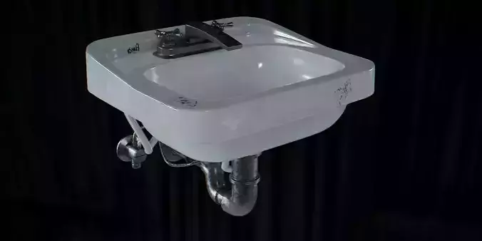 Sink New and Abandoned Low-poly 3D model