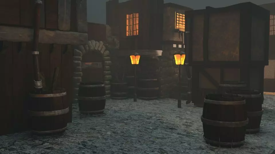 cartoon street Low-poly 3D model