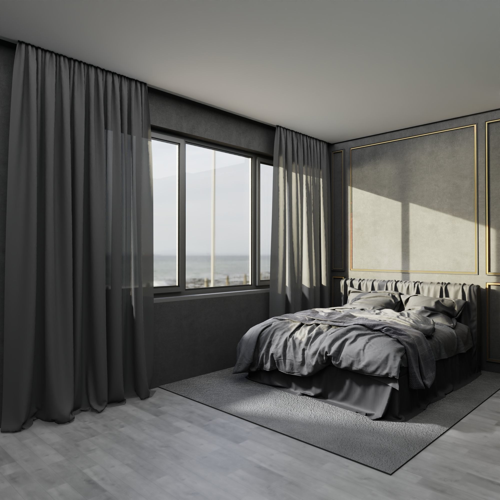 Bedroom Dark - Hotel Room 3D model_3