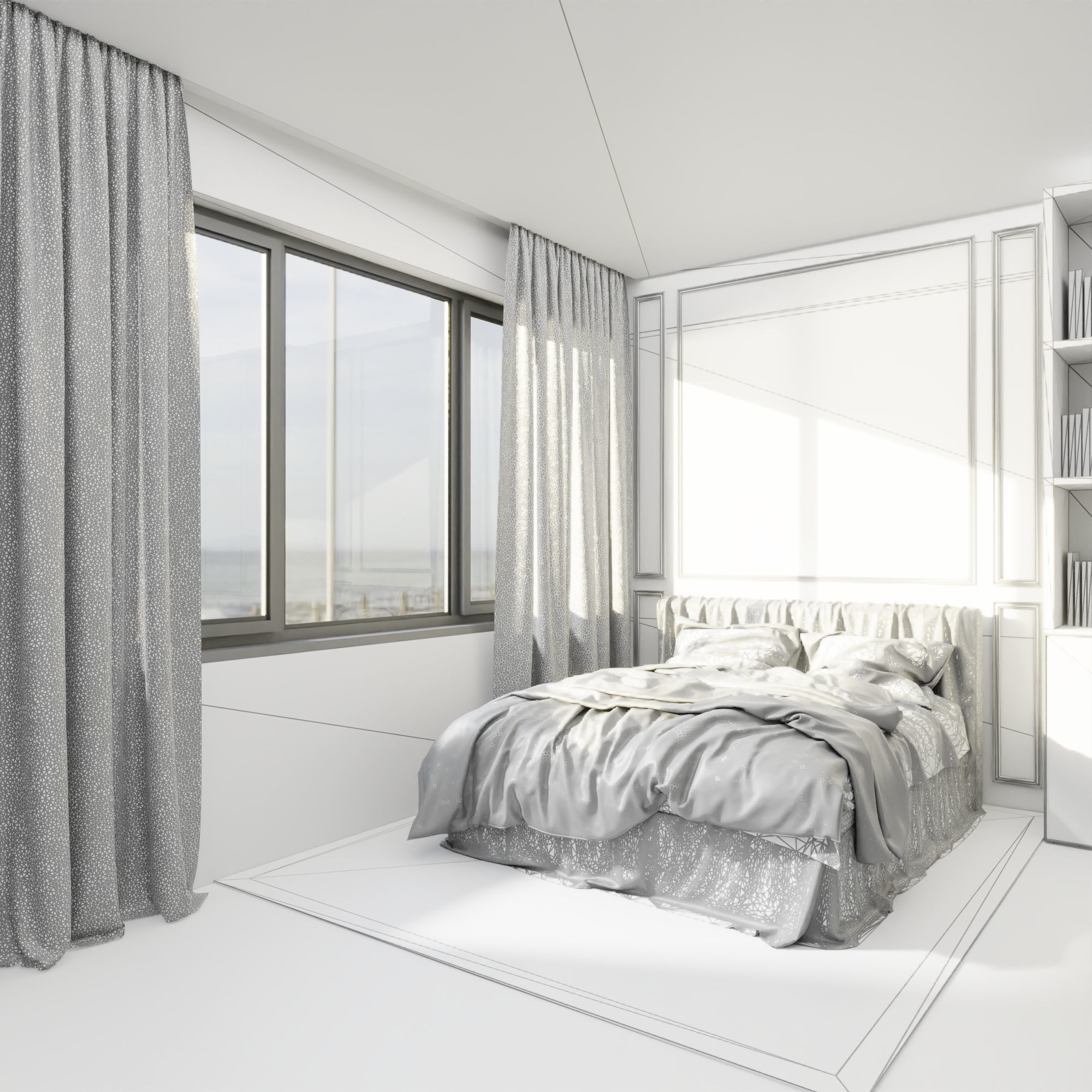 Bedroom Dark - Hotel Room 3D model_6