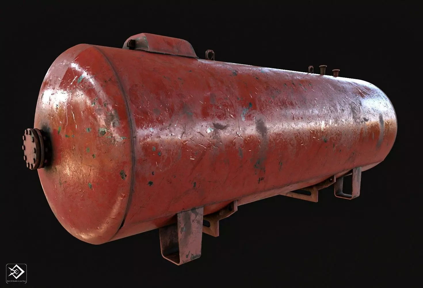 oil tank  with  LGP  tank Low-poly 3D model_0