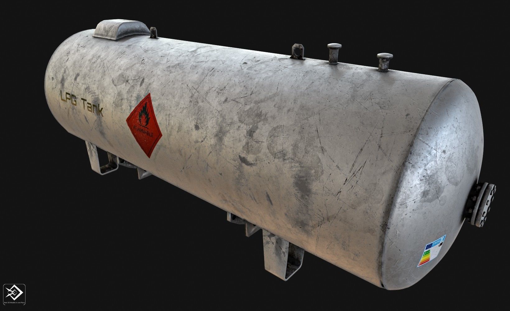 oil tank  with  LGP  tank Low-poly 3D model_1