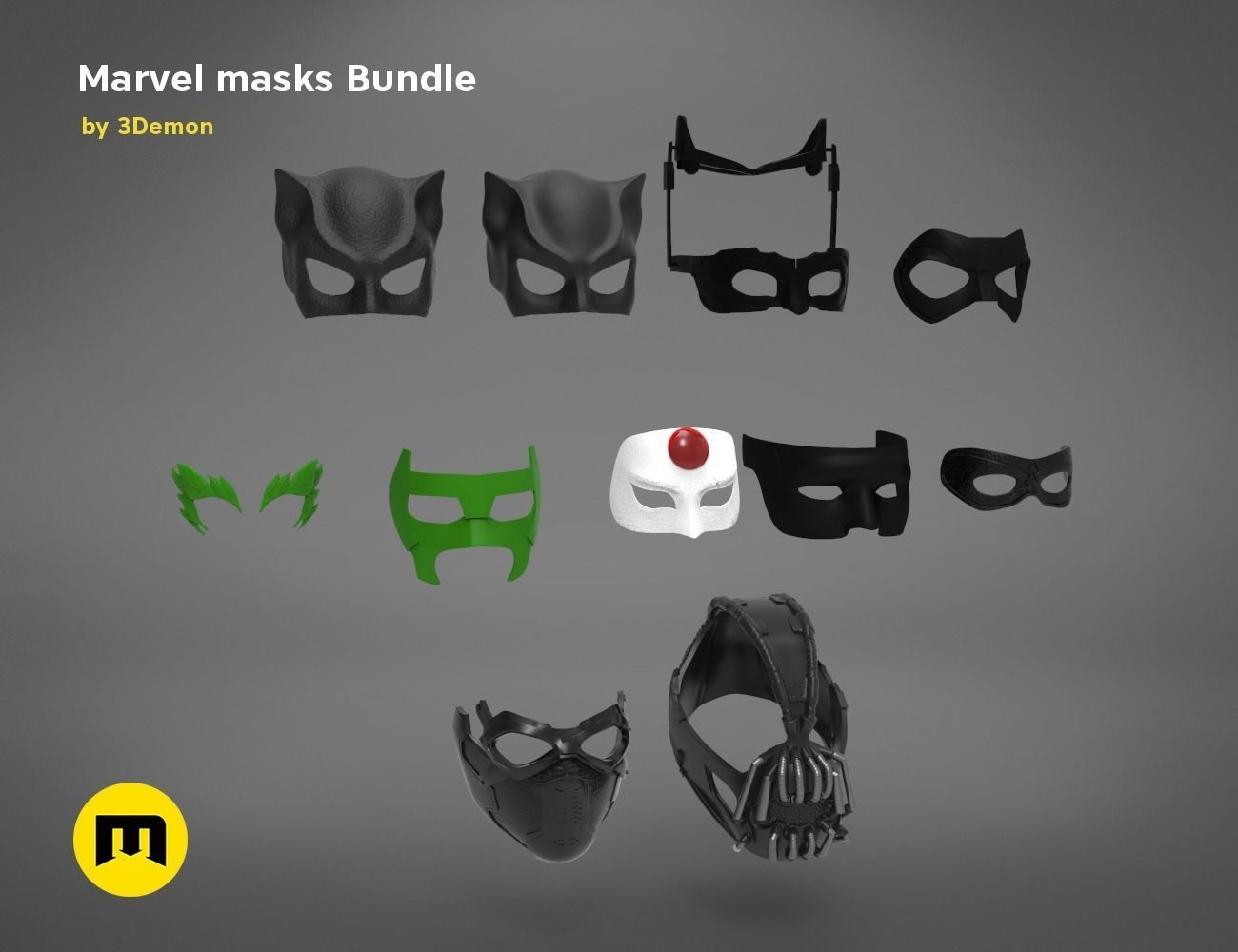DC and Marvel masks bundle 3D print model_2