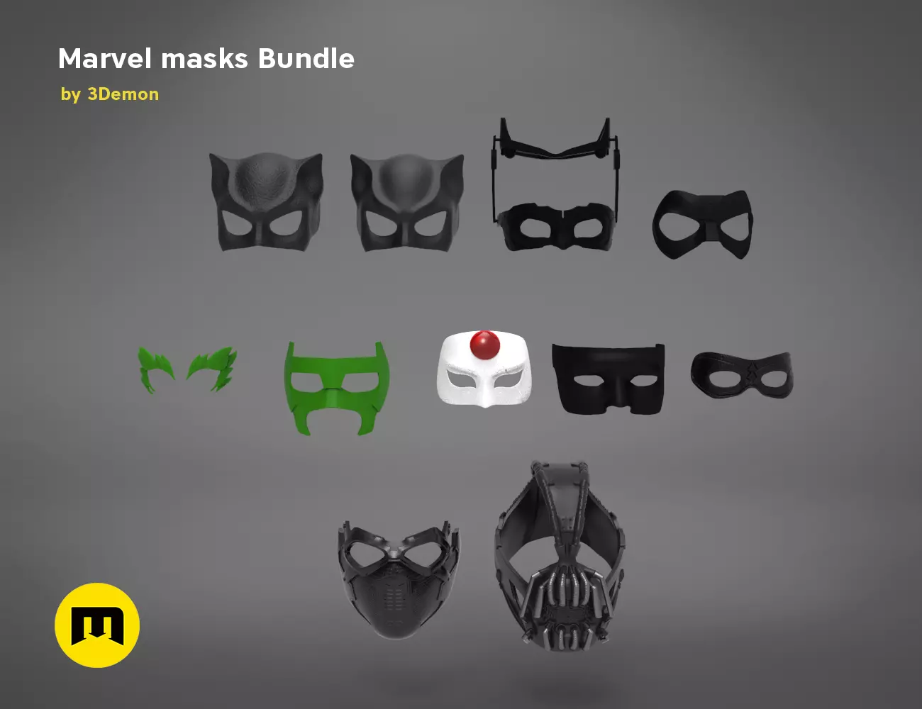 DC and Marvel masks bundle 3D print model_0