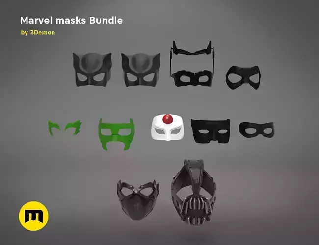 DC and Marvel masks bundle 3D print model