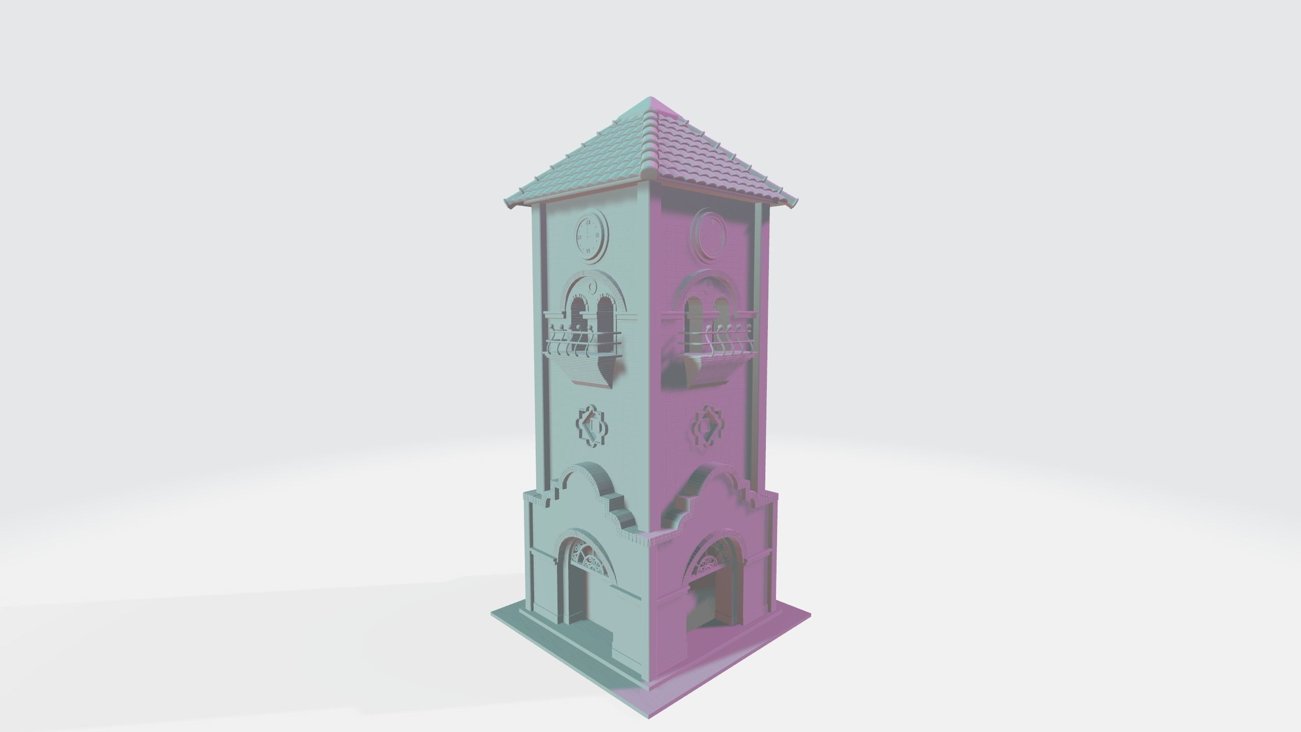 Wild west clock tower 3D print model_4