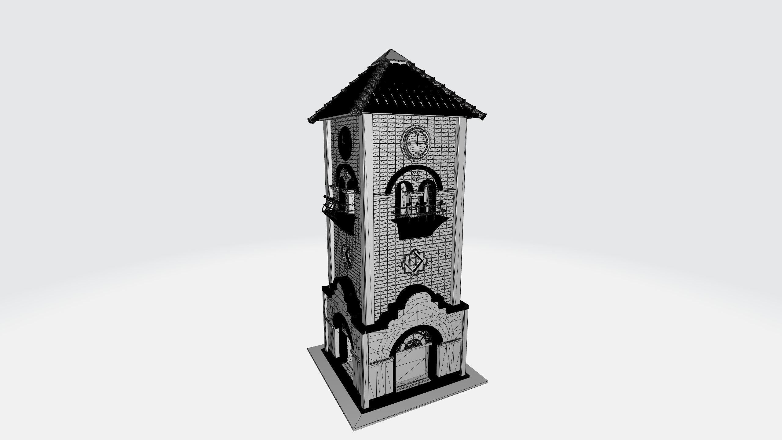 Wild west clock tower 3D print model_5