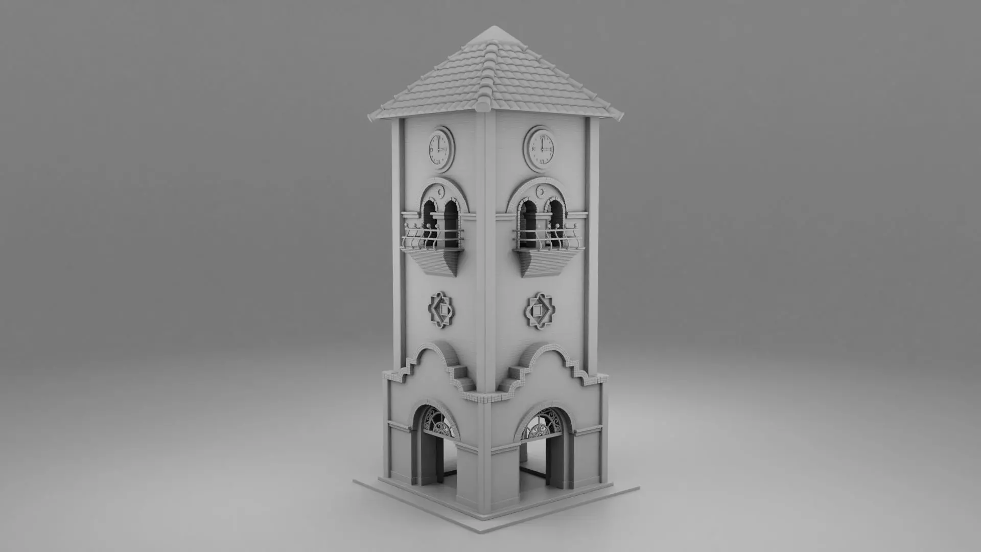 Wild west clock tower 3D print model_0