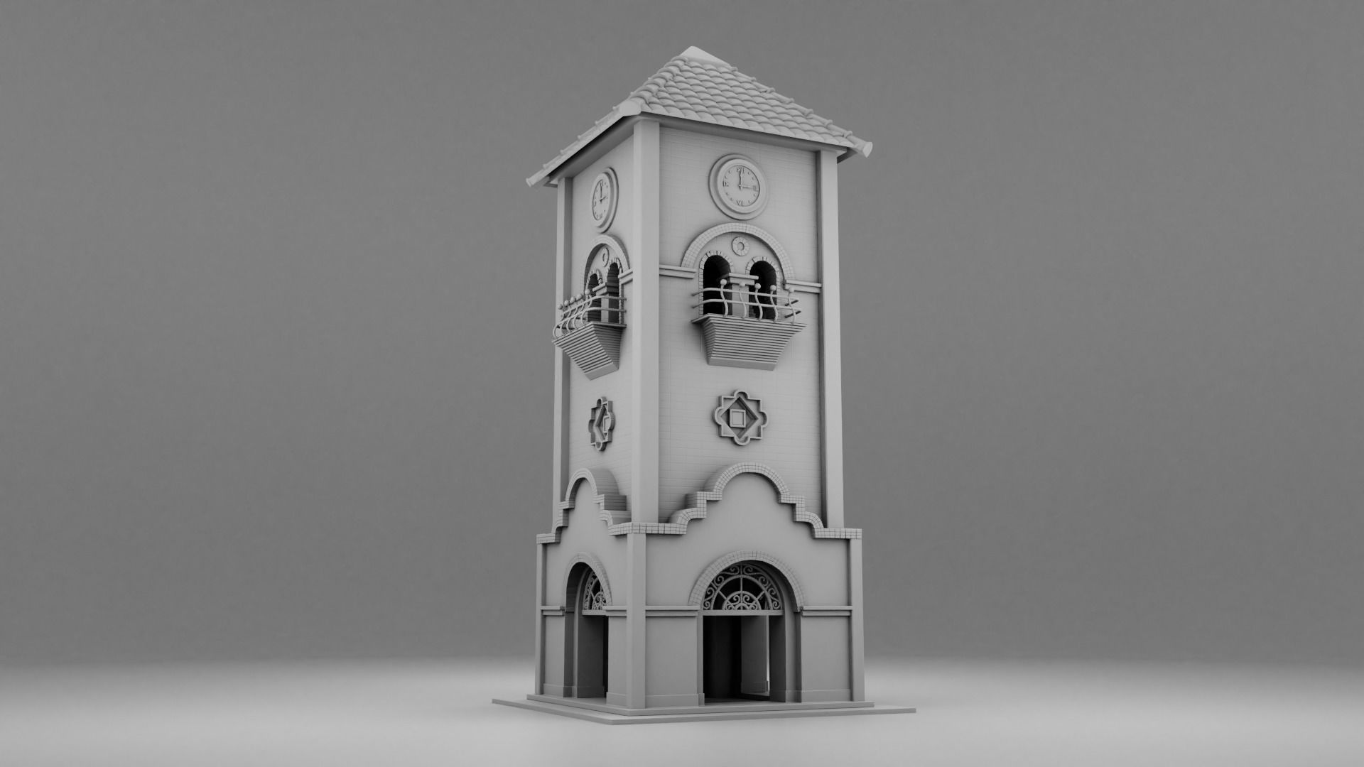 Wild west clock tower 3D print model_2