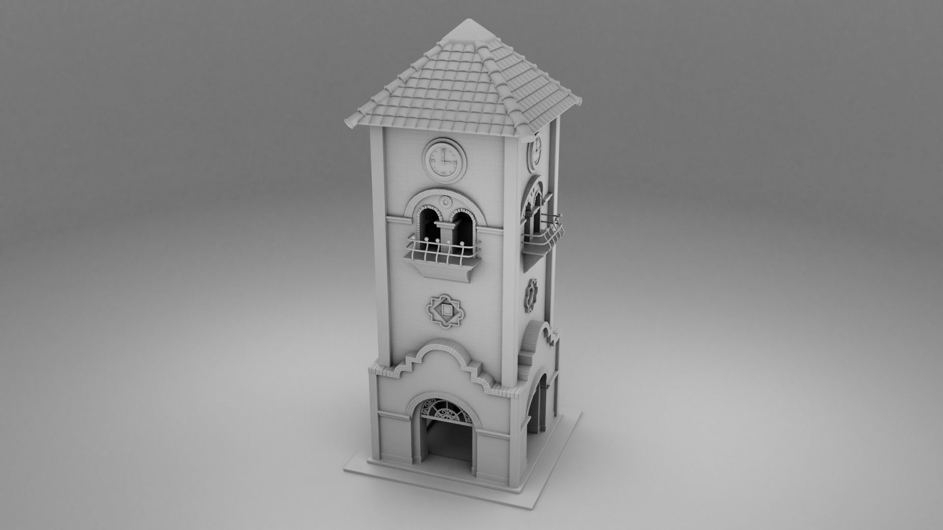 Wild west clock tower 3D print model_1