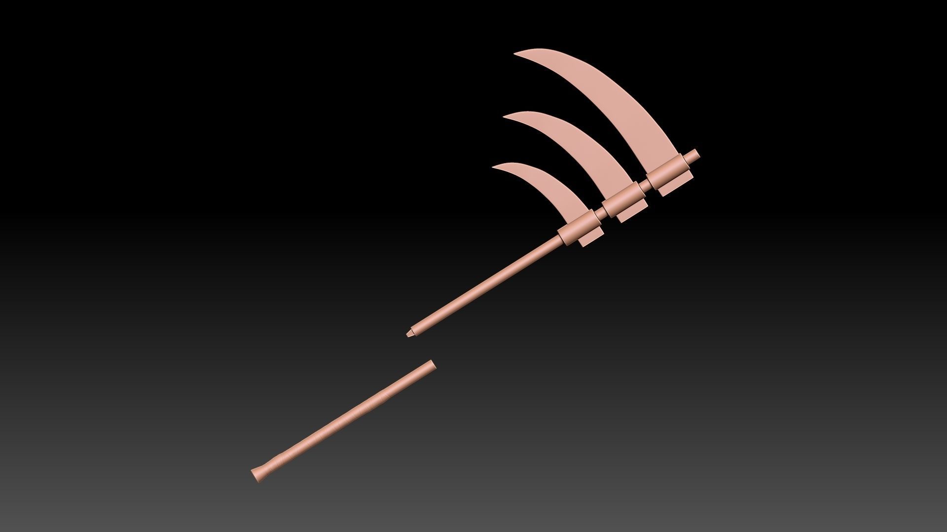 Triple-Bladed Scythe - Hidan Scythe from Naruto - 3D Print Model 3D print model_4