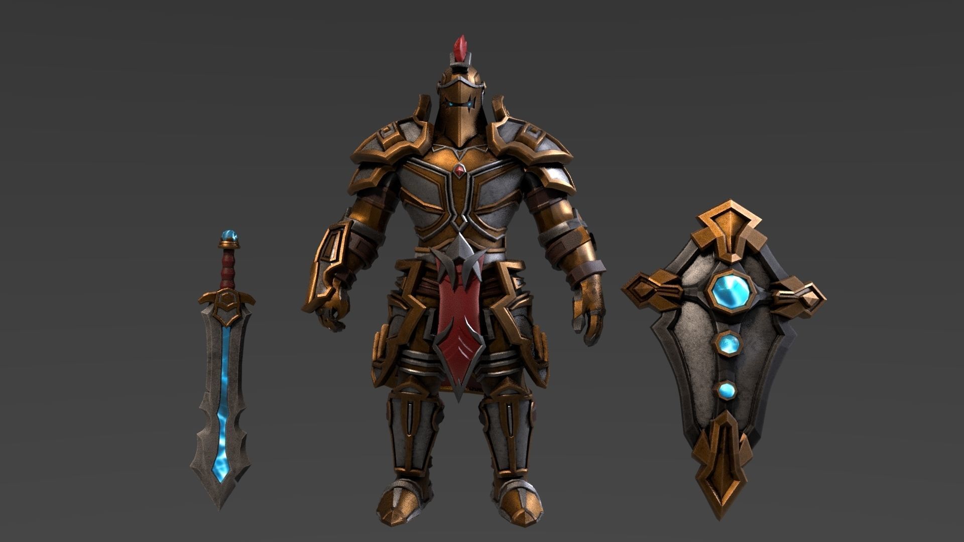 Stylized Knight Low-poly 3D model_3