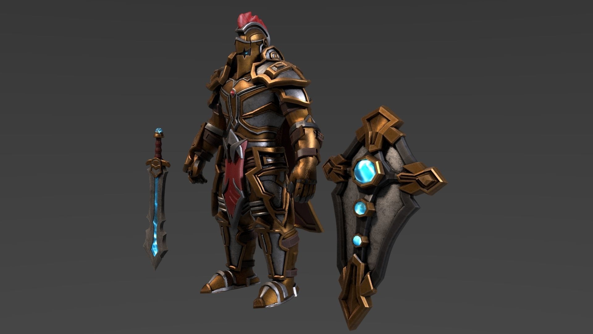 Stylized Knight Low-poly 3D model_4
