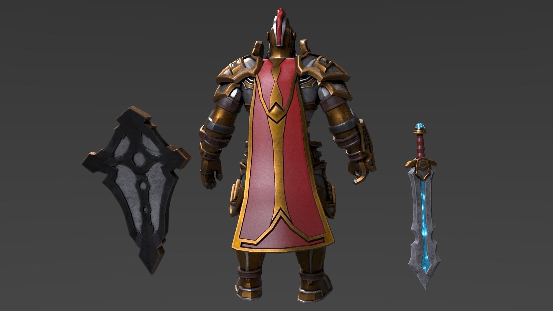Stylized Knight Low-poly 3D model_5