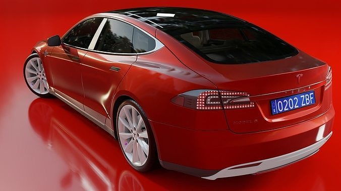 Tesla MODEL S car with heart Free 3D model