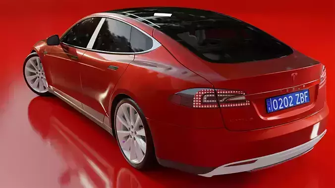 Tesla MODEL S car with heart Free 3D model