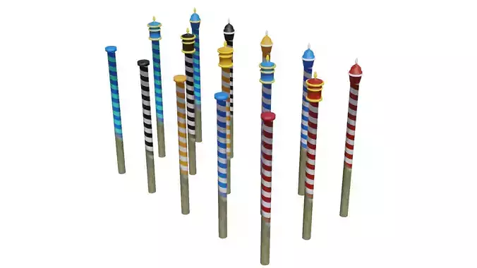 Venitian Poles - Pali Da Casada - Low poly PBR Low-poly 3D model