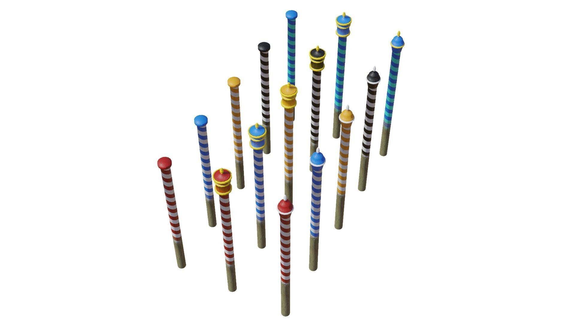 Venitian Poles - Pali Da Casada - Low poly PBR Low-poly 3D model_2