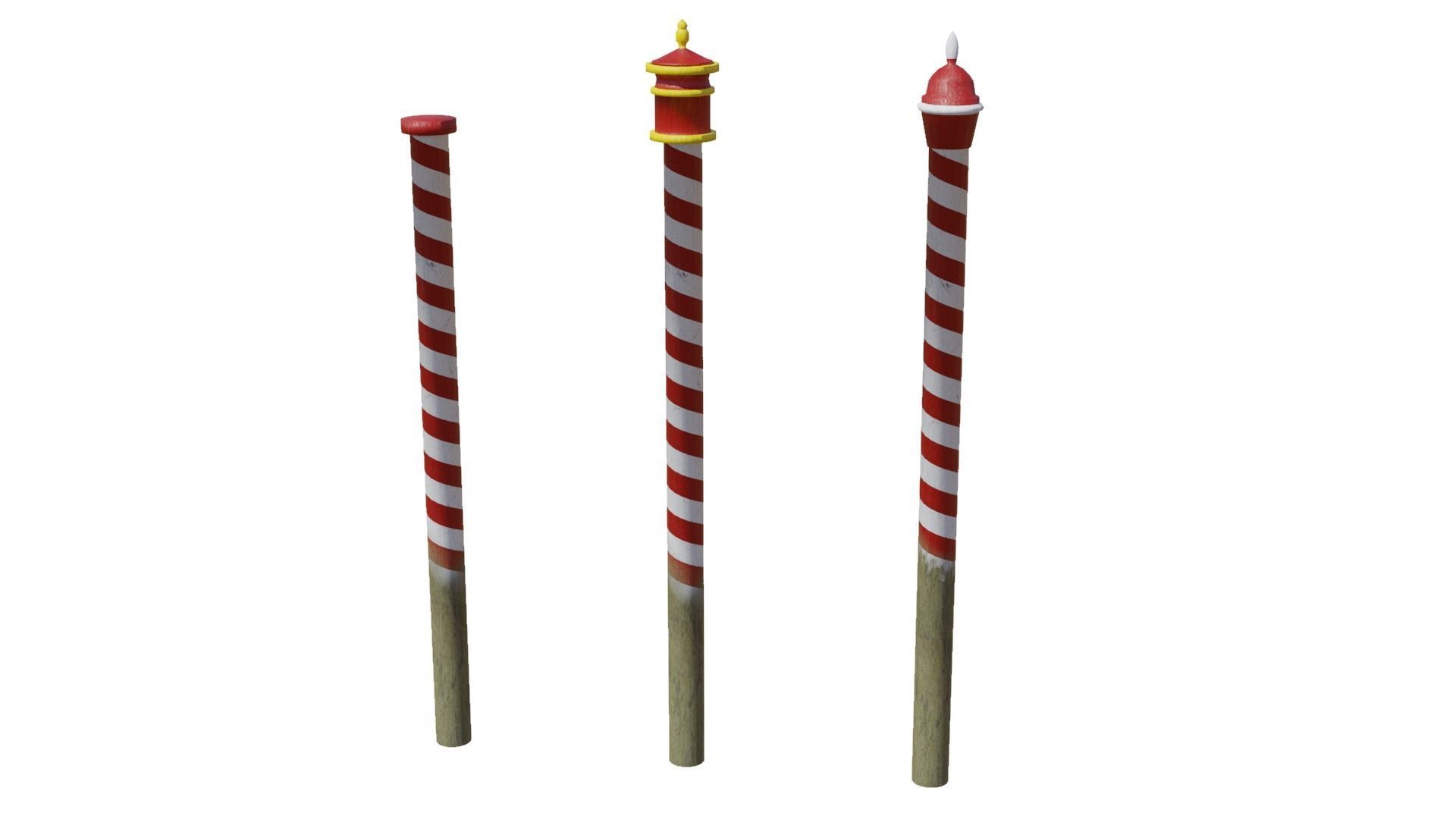 Venitian Poles - Pali Da Casada - Low poly PBR Low-poly 3D model_3