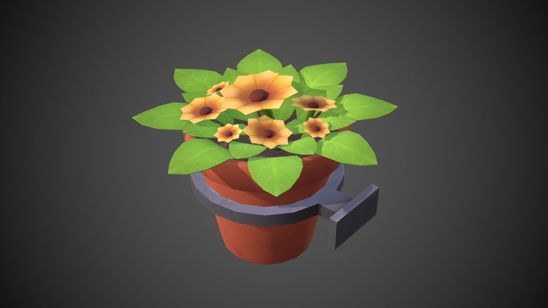 Flower Pot Cartoony Low-poly 3D model_6