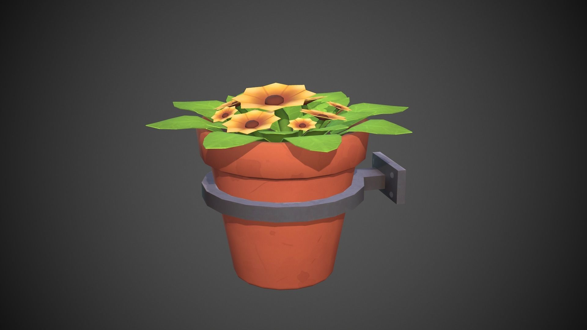 Flower Pot Cartoony Low-poly 3D model_5