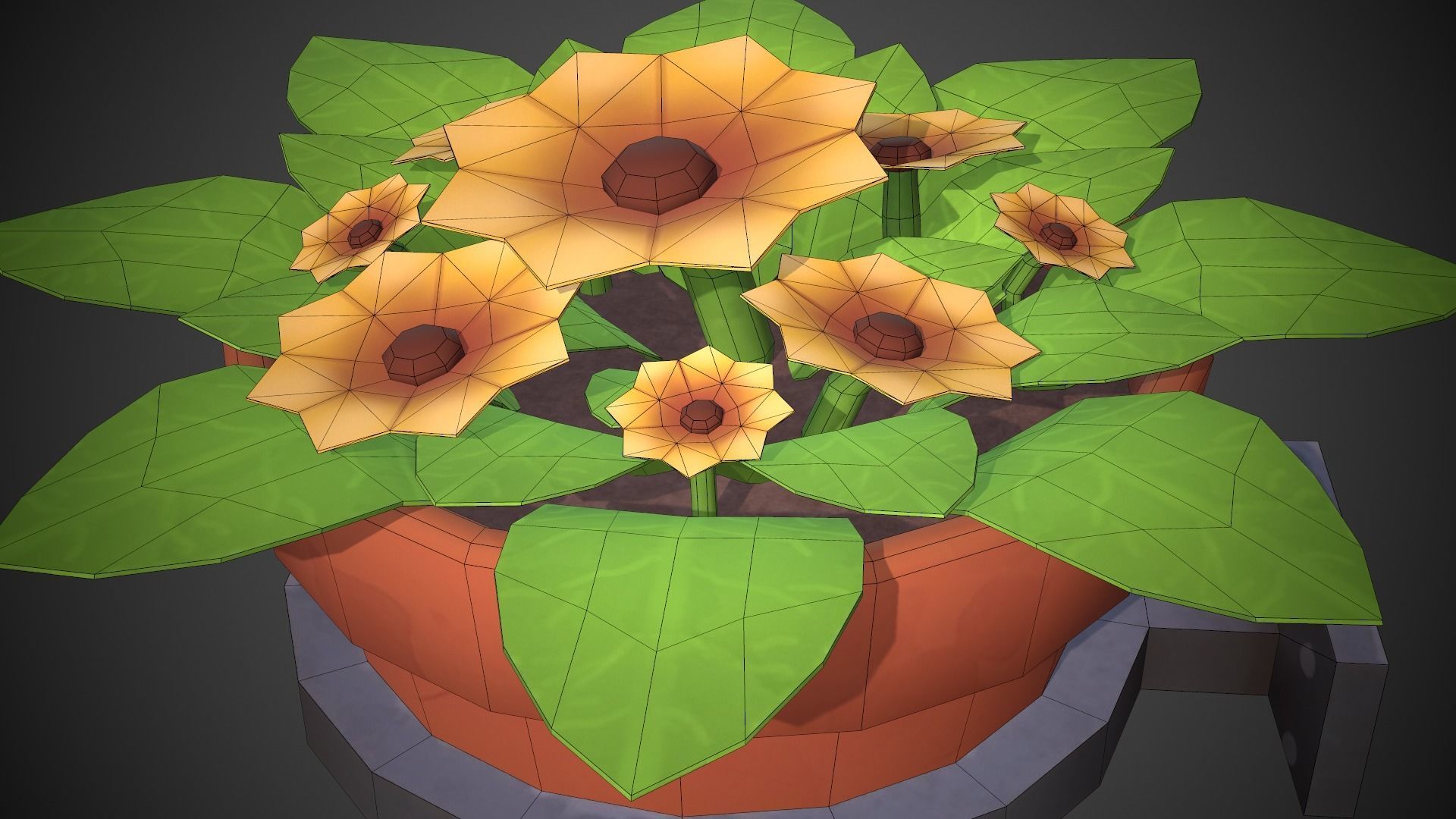 Flower Pot Cartoony Low-poly 3D model_10