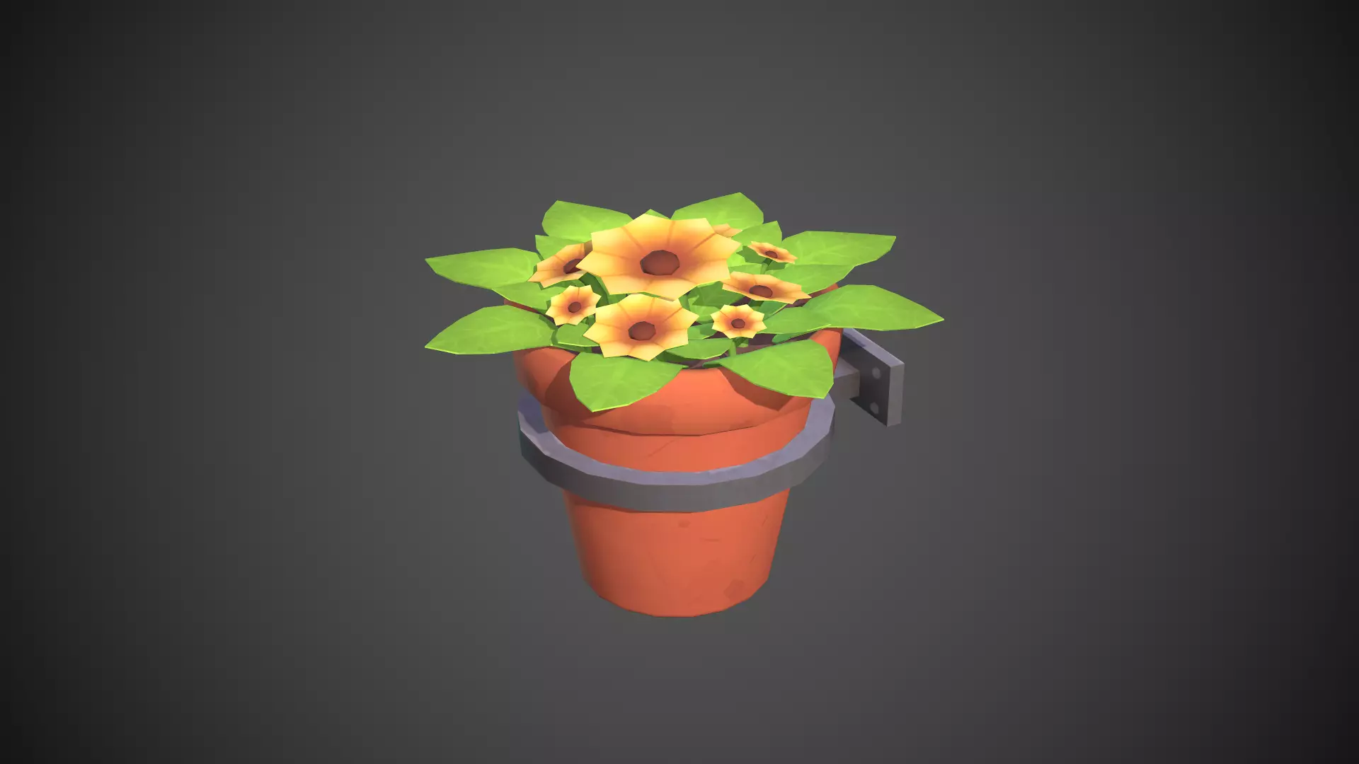 Flower Pot Cartoony Low-poly 3D model_0