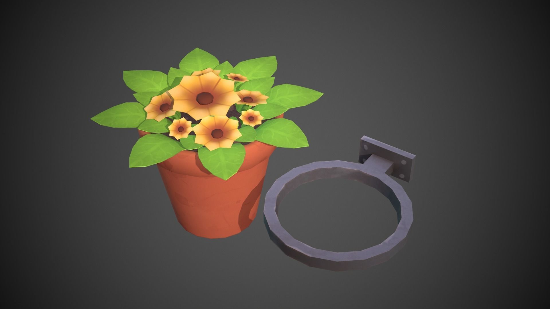 Flower Pot Cartoony Low-poly 3D model_2