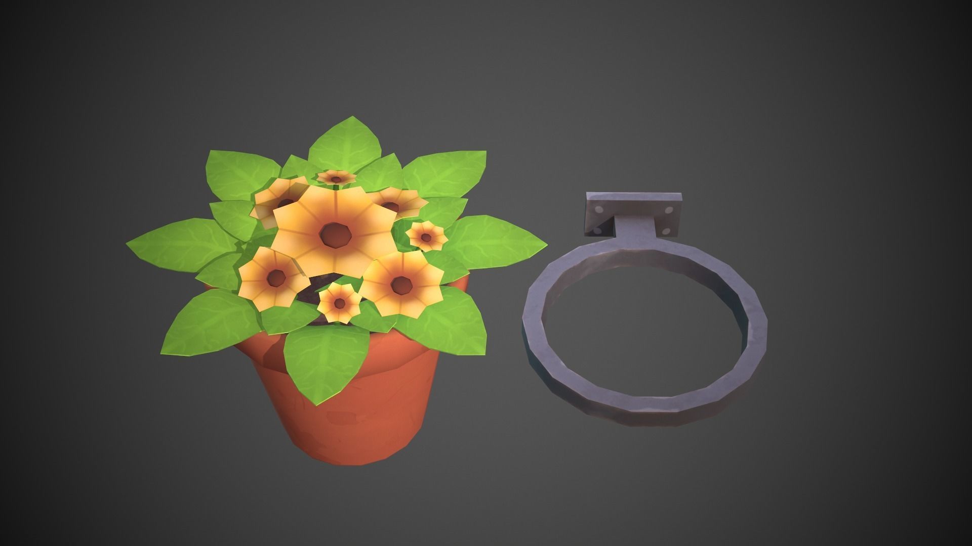 Flower Pot Cartoony Low-poly 3D model_7