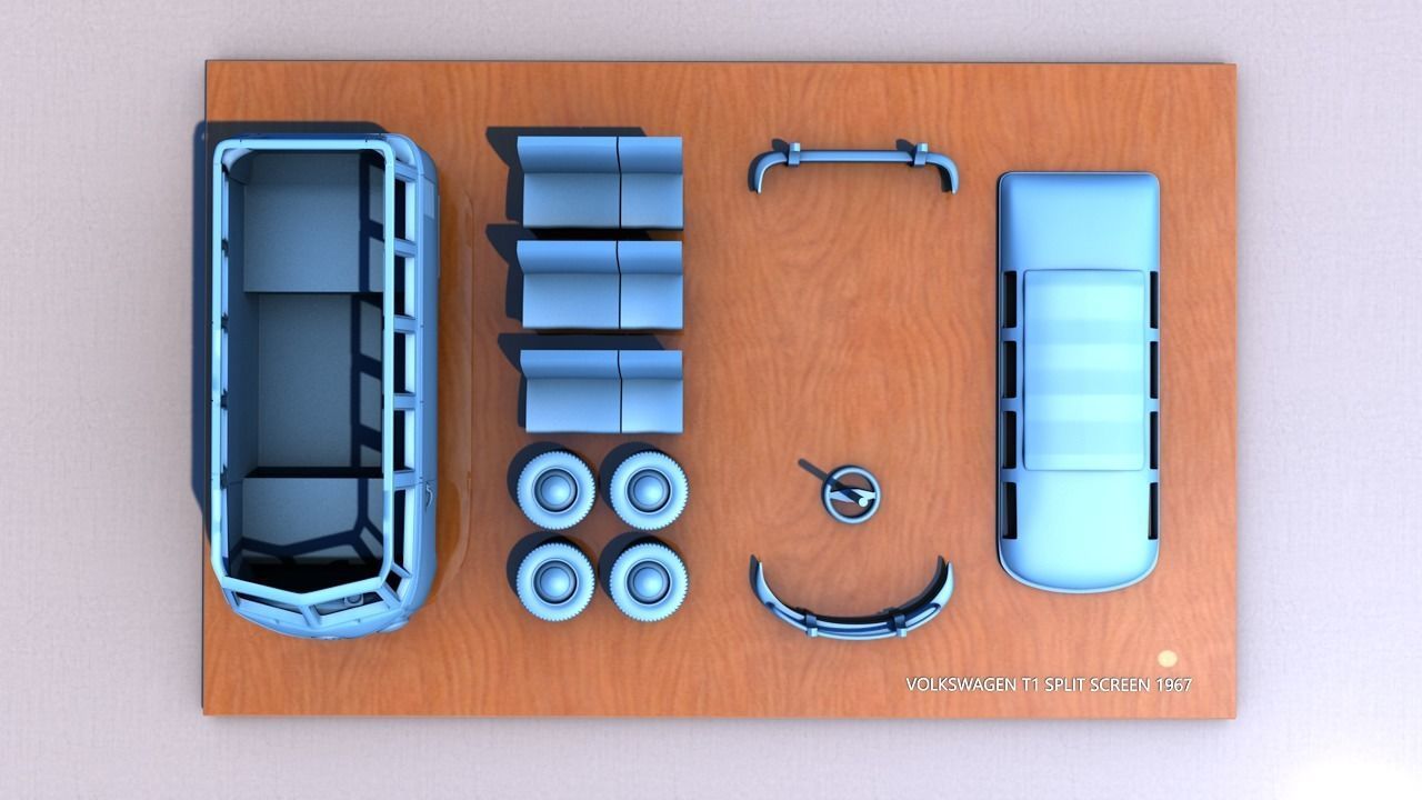 VOLKSWAGEN T1 SPLIT SCREEN 1967 3D print model_2