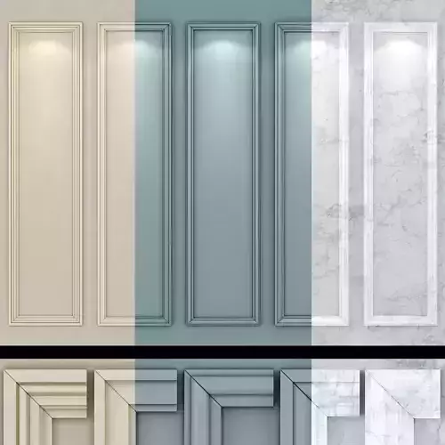 Wall molding 19  Boiserie classic panels Low-poly 3D model