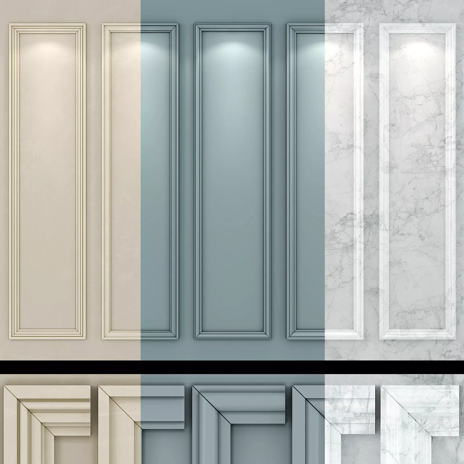 Wall molding 19 Boiserie classic panels Low-poly 3D model
