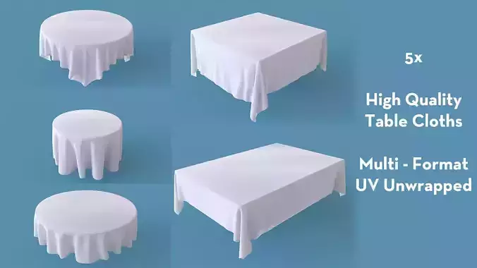 Tablecloth Set Round and Rectangular Table Cloth 3D model 3D model